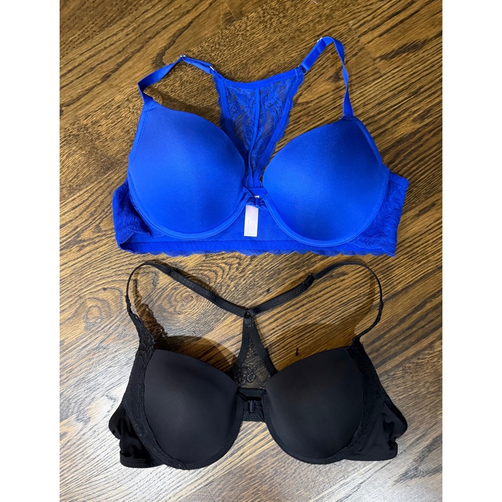 Lot of 2 Candies and IZOD Front Closure Racerback Lace Bras Blue Black 38C